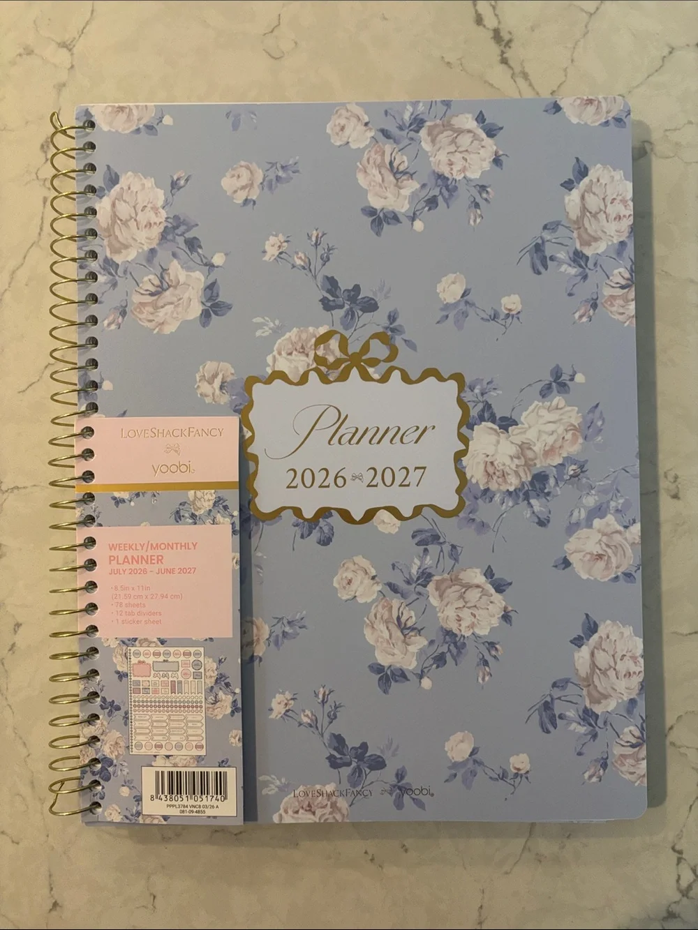 LoveShackFancy Floral Spiral Planner in Lavender Blue and Pink
